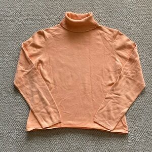 Vintage Talbots Orange Turtleneck Sweater Pullover Shirt Ribbed Soft Size Med